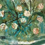 Flowers on striped table by Miriam Hommes