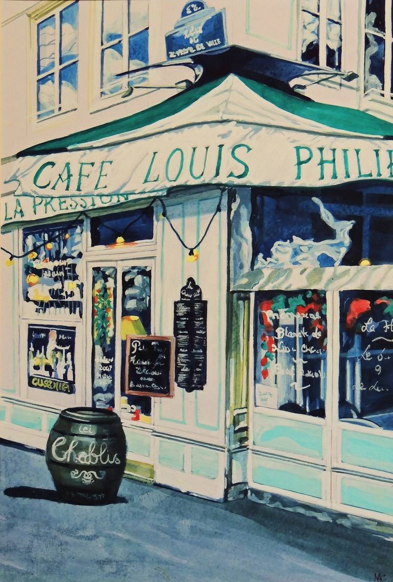 Cafe Louis Philippe, Paris Painting by Malcolm Macdonald