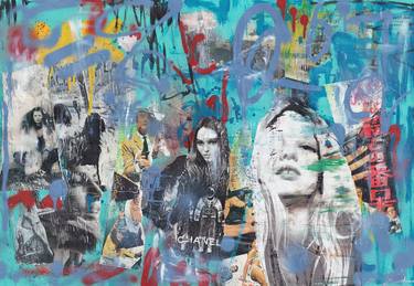 Original Abstract Expressionism Graffiti Mixed Media by MISS AL SIMPSON