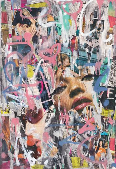 Original Abstract Expressionism Pop Culture/Celebrity Collage by MISS AL SIMPSON
