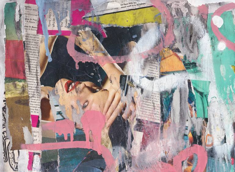 Original Abstract Expressionism Pop Culture/Celebrity Collage by MISS AL  SIMPSON