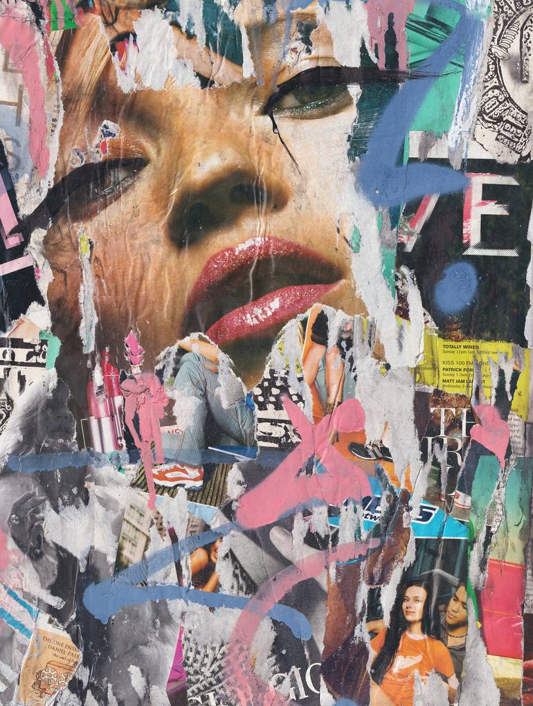 Original Abstract Expressionism Pop Culture/Celebrity Collage by MISS AL  SIMPSON