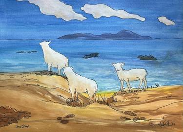 Saatchi Art Artist Deirdre Nicholls; Paintings, “Sheep Gazing on Iona” #art