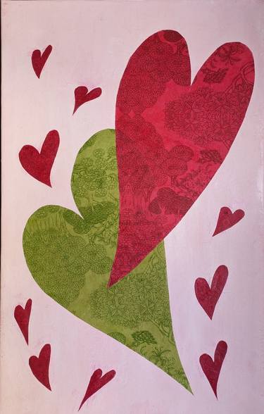 What is in a heart, haiku and mixed media painting thumb