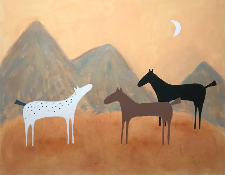 Original Contemporary Horse Painting by Sharon Pierce Mccullough