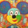 Mickey painting on cardboard