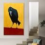 Raven painting in interior setting.