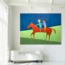 Horse painting in interior setting.