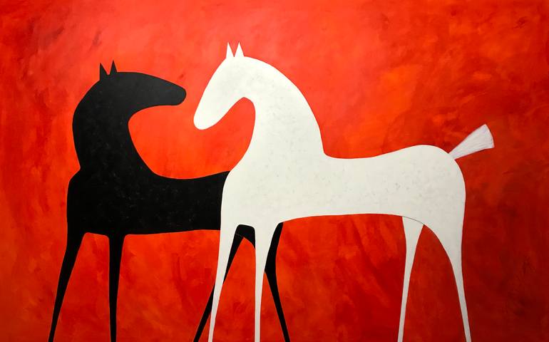 Original Abstract Expressionism Horse Painting by Sharon Pierce Mccullough