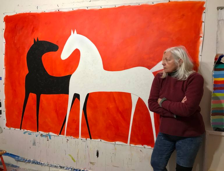 Original Abstract Expressionism Horse Painting by Sharon Pierce Mccullough