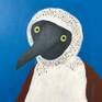 Blue Footed Booby painting on canvas, detail 1