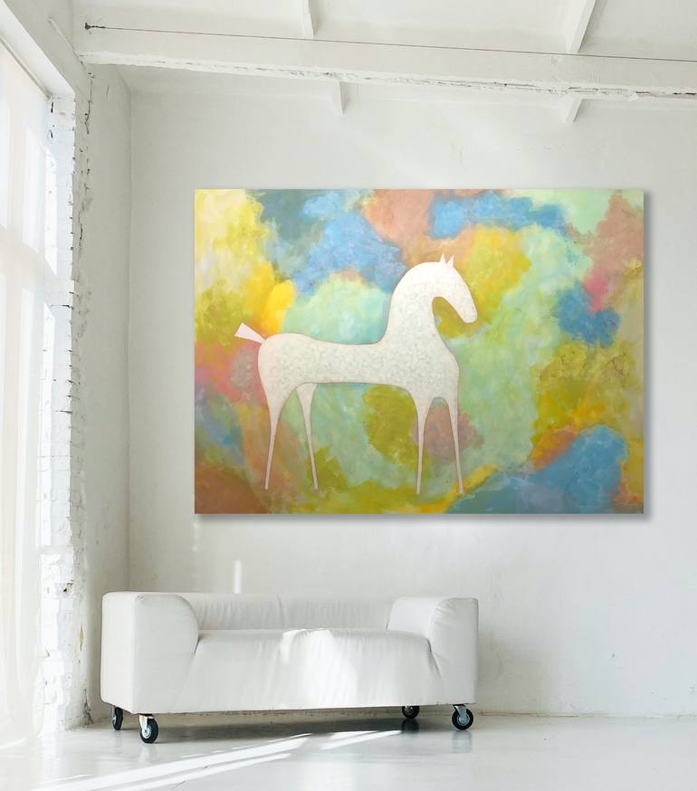 Original Abstract Expressionism Horse Painting by Sharon Pierce Mccullough