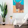 Donkey painting in interior setting.