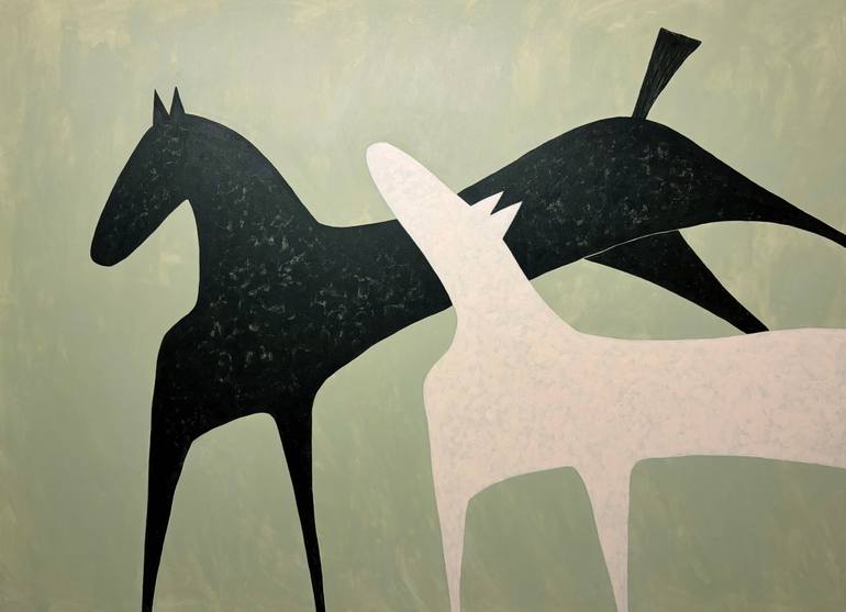 Original Abstract Expressionism Horse Painting by Sharon Pierce Mccullough