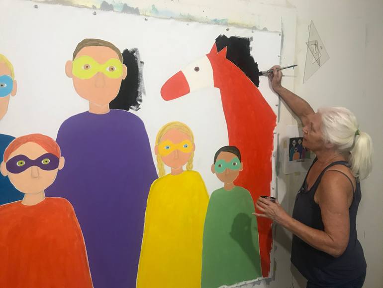 Original Abstract People Painting by Sharon Pierce Mccullough