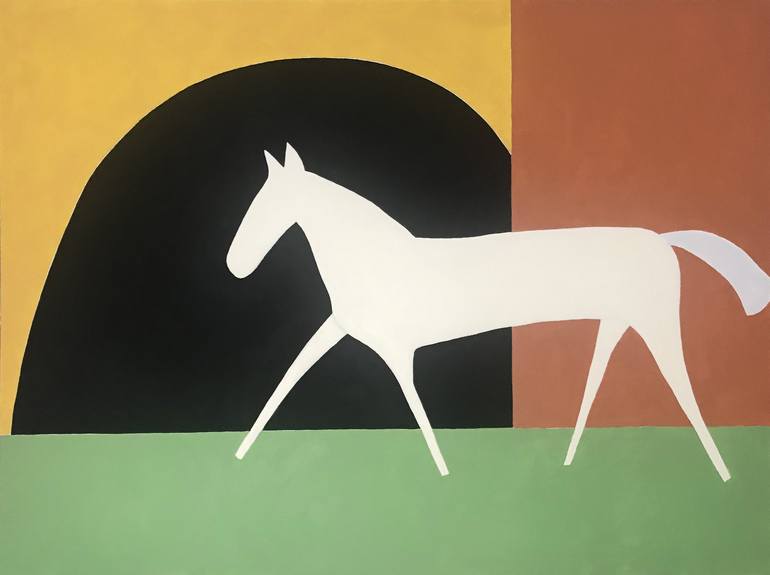 Original Minimalism Horse Painting by Sharon Pierce McCullough