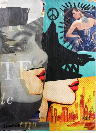 Original Pop Art Celebrity Collage by Jean Martin  aka RAVEN