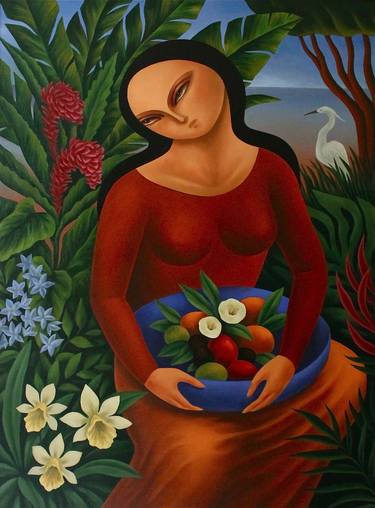 Woman with Tropical Fruits thumb