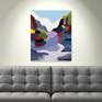 This is an original abstract landscape oil painting. This 30" x 24" painting is on 1.5 inches deep gallery wrapped canvas. The sides are painted white and it will be shipped stretched and ready to hang.