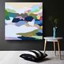 This is an original abstract landscape oil painting. This Large 36" x 36" painting is on 1.5 inches deep gallery wrapped canvas. The sides are painted white and it will be shipped stretched and ready to hang.