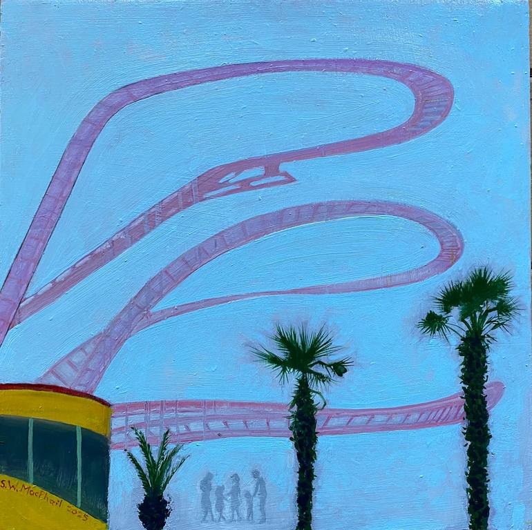 Original Architecture Painting by Stephen Macphail | Contemporary Art on Wood | UPS AND DOWNS