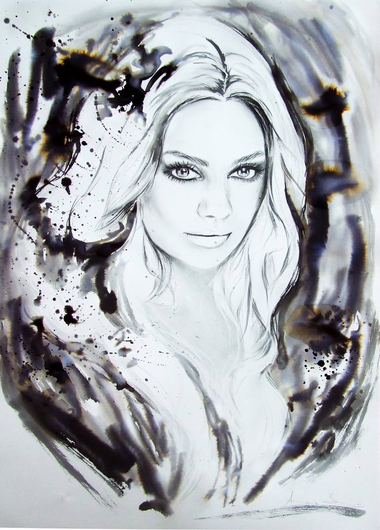 Mila Kunis Porn Toon Art - Original drawing of Mila Kunis Painting by Anna Sidi-Yacoub | Saatchi Art