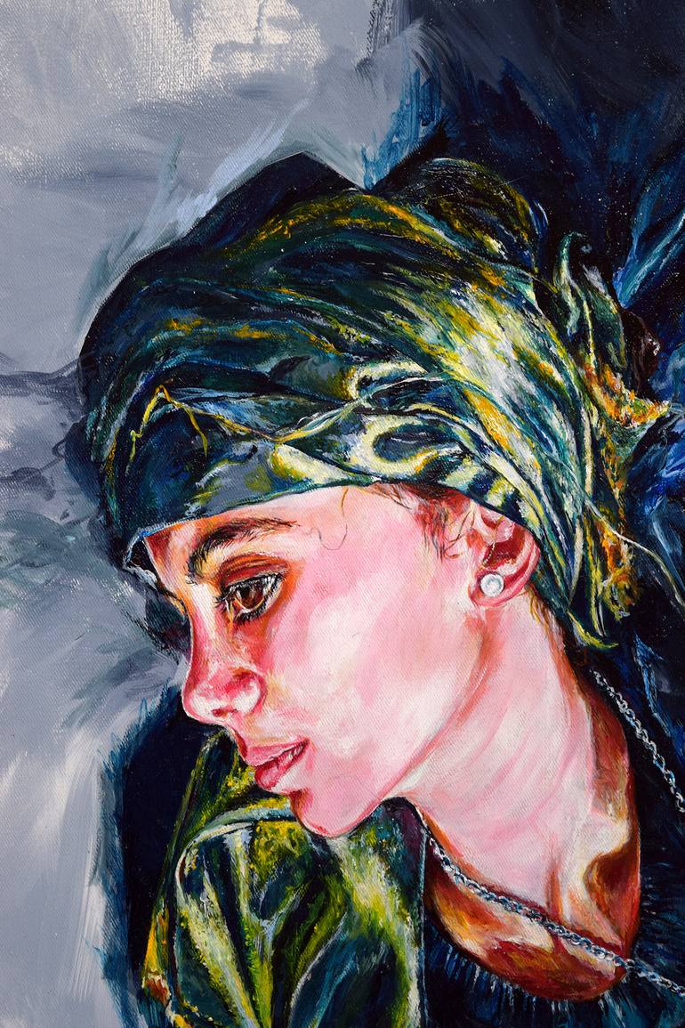 Portrait of a Girl with white earring Painting by Anna Sidi-Yacoub ...