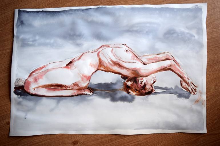 Original Impressionism Nude Painting by Anna Sidi-Yacoub