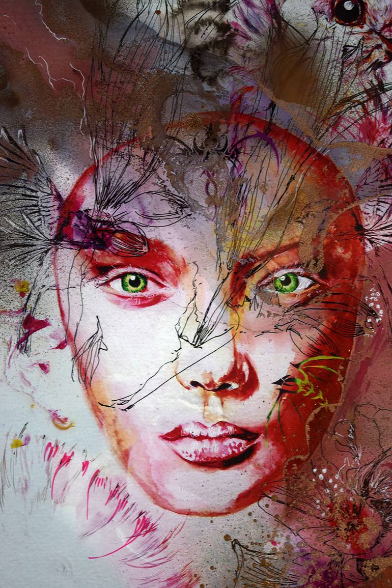 Original Art Deco Women Mixed Media by Anna Sidi-Yacoub