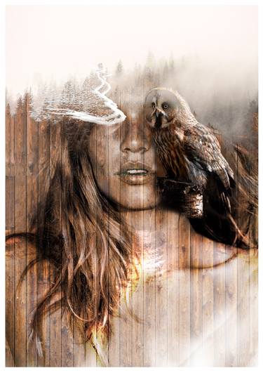 THE GIRL WITH AN OWL XL / SERIES OF PORTRAITS 119 CM X 84 CM - Limited Edition 1 of 15 thumb
