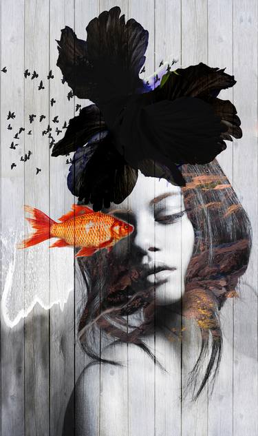 THE GIRL WITH THE GOLDFISH CANVAS PRINT / SERIES OF PORTRAITS 120 CM X 70 CM - Limited Edition 1 of 15 thumb