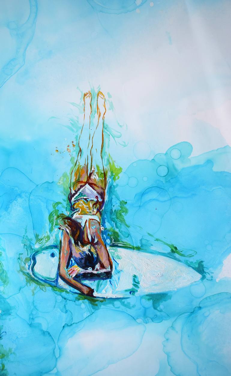 Original Figurative Beach Painting by Anna Sidi-Yacoub