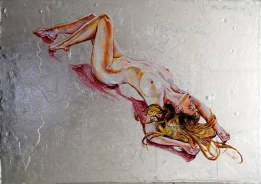 Venus / Nude Contemporary Painting on Silver leaf & metal thumb