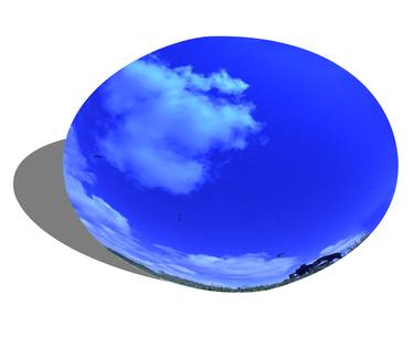 Convex Mirror in Dark Blue 100 cm Sculpture X Large 3-Dimensional thumb