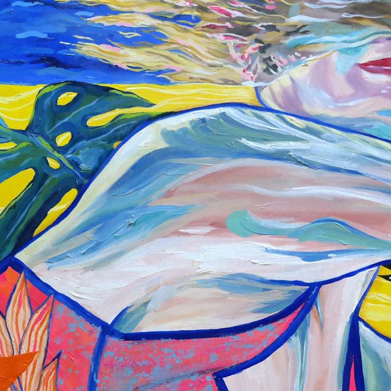 Original Abstract Expressionism Beach Mixed Media by Aida Enriquez