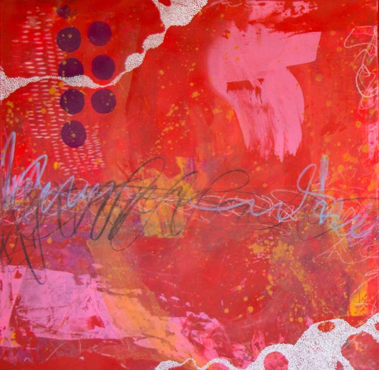 Original Abstract Love Mixed Media by Aida Enriquez