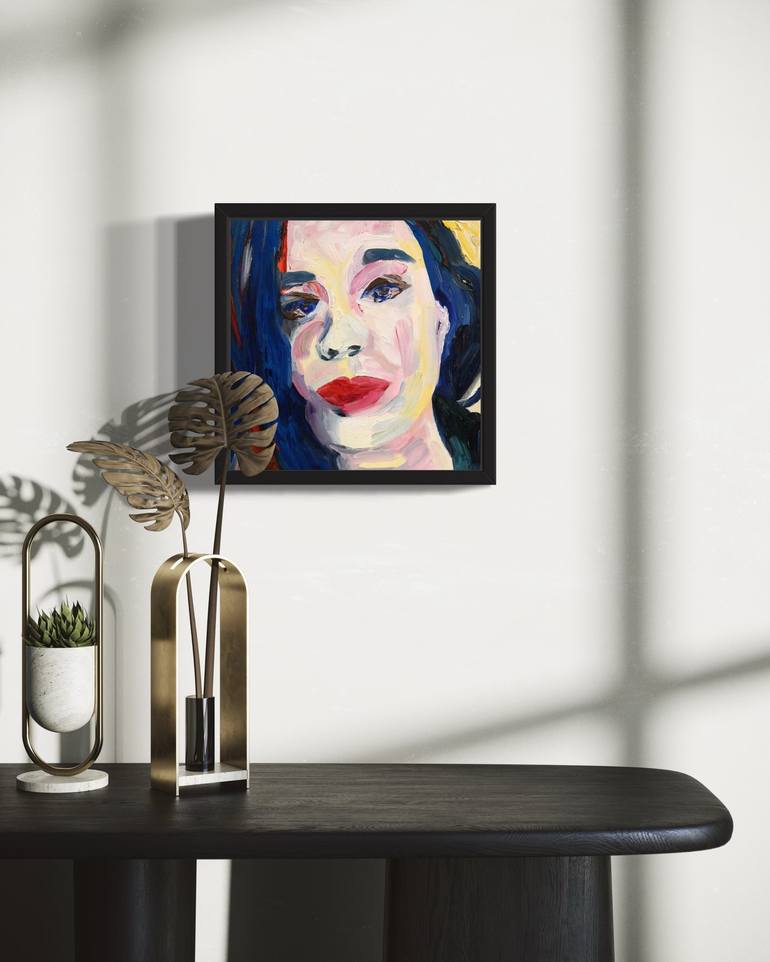 Original Abstract Expressionism Portrait Painting by Aida Enriquez