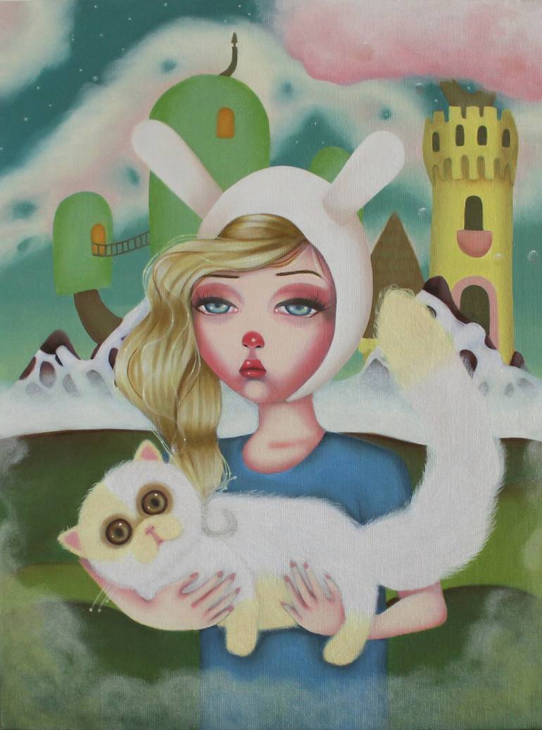 Fionna and Cake Painting by Linda Halsey | Saatchi Art