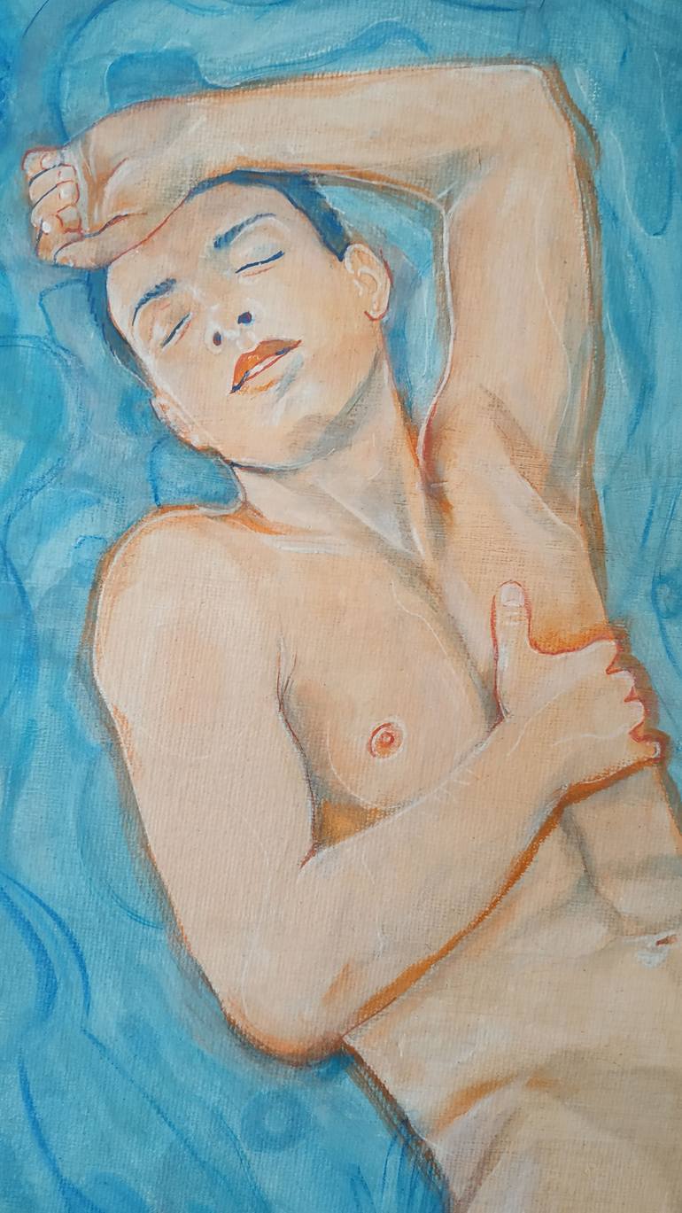 Original Expressionism Nude Painting by Loic Le Phoque Fringant