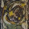 This was inspired by a number of abstract expressionists.   Very liberal uses of paint, tubes and buckets.  Loose and free style.  Thick layers and textures make this very fun to touch.. 
Thanks for looking!
