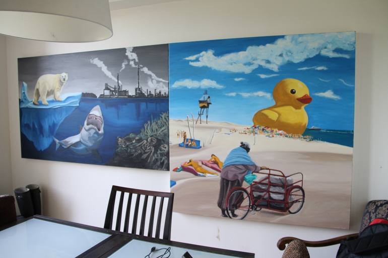 Original Abstract Expressionism People Painting by Michael G Wilson