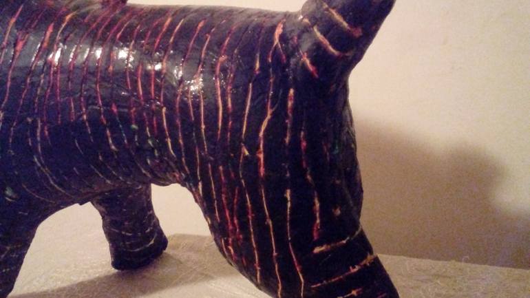 Original Abstract Dogs Sculpture by Lorraine Chatwin