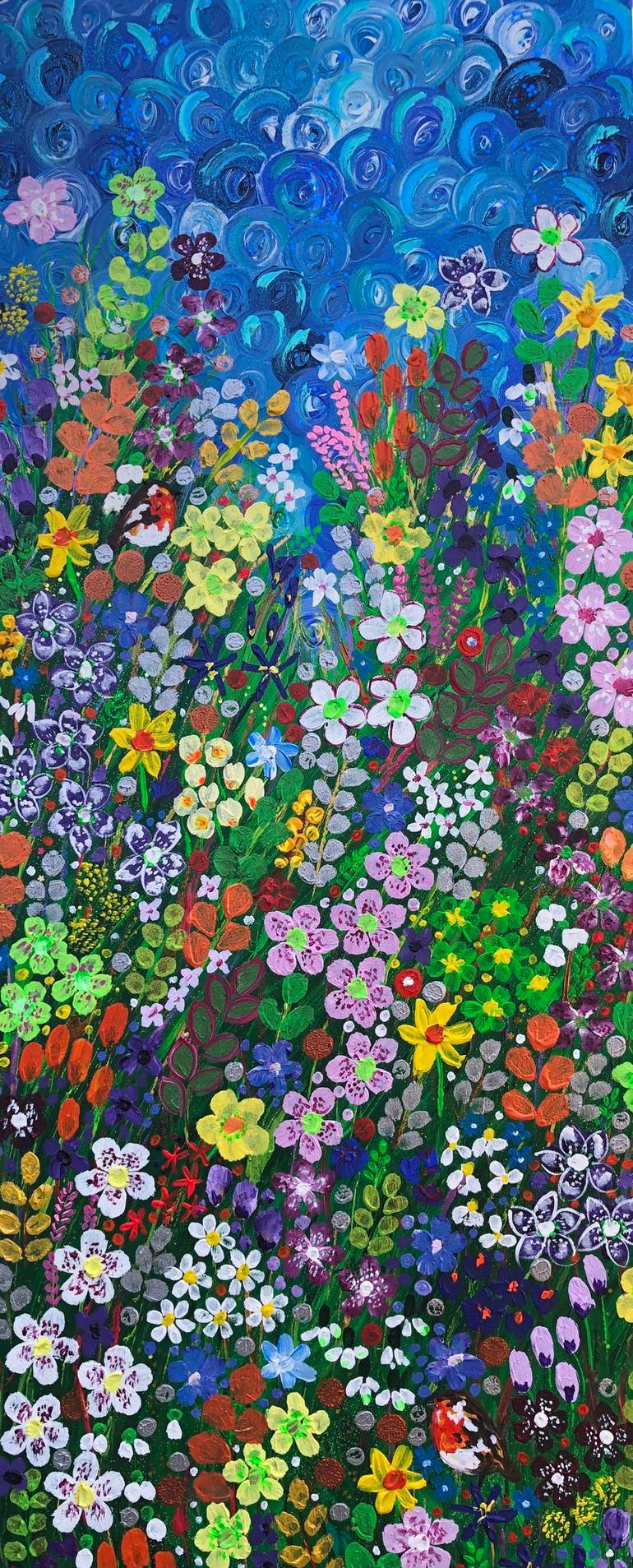 A WINTER FLOWER GARDEN Painting by Charron Pugsley-Hill | Saatchi Art, image size:770x1906