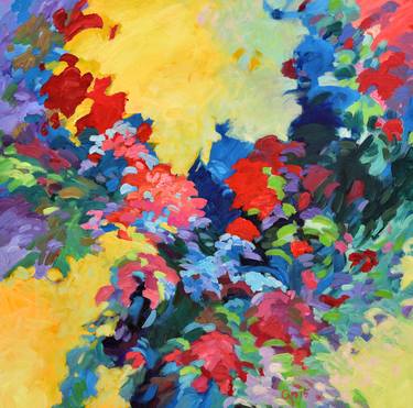 Print of Abstract Expressionism Floral Paintings by Cindy Friedlander