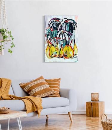 Original Abstract Floral Painting by Ion Morarescu