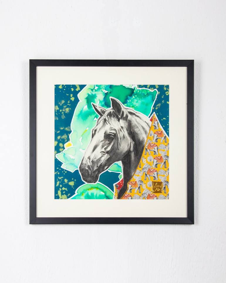 Original Realism Horse Collage by Lara Ješe