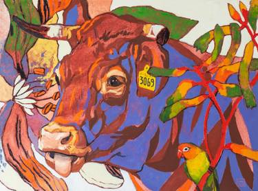 Original Contemporary Cows Paintings by Lara Ješe