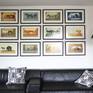 Composition of 12 framed prints