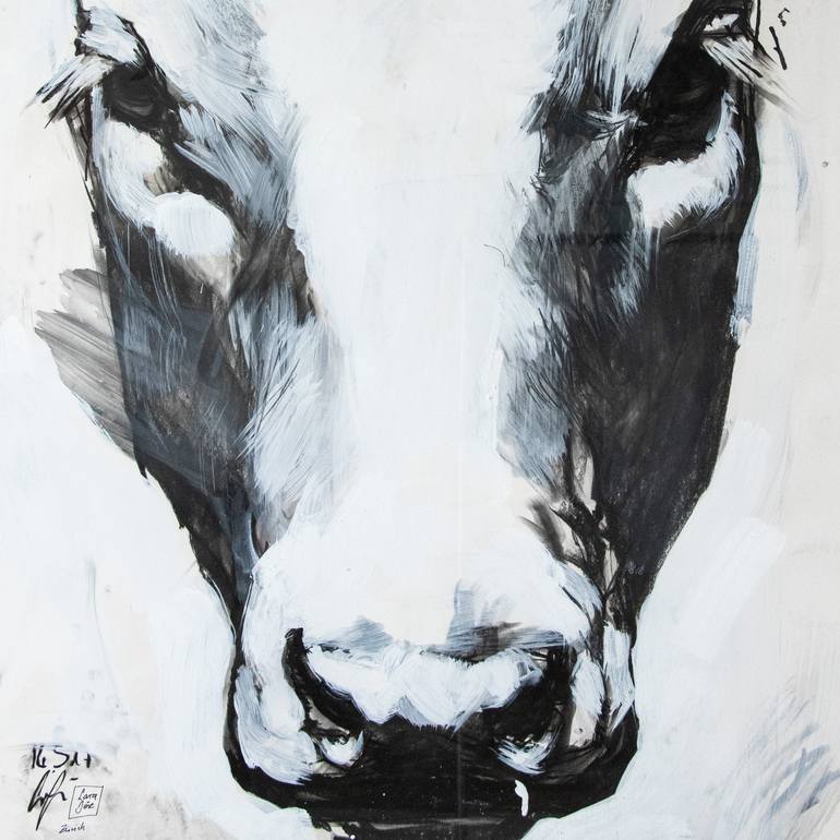 Original Portraiture Cows Painting by Lara Ješe