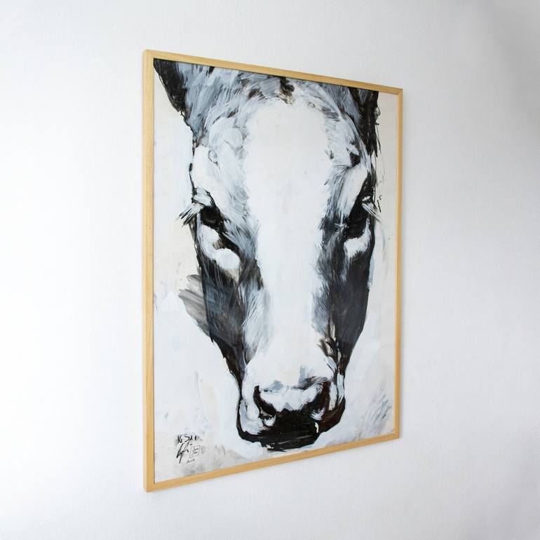 Original Portraiture Cows Painting by Lara Ješe